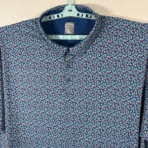 Callaway Polo Shirt Mens 4XL Blue Golf Performance Swing Tech Geometric Print